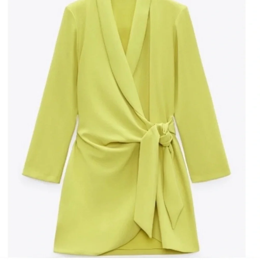 Vibrant Yellow Wrap Dress - Small - Picture 4 of 13